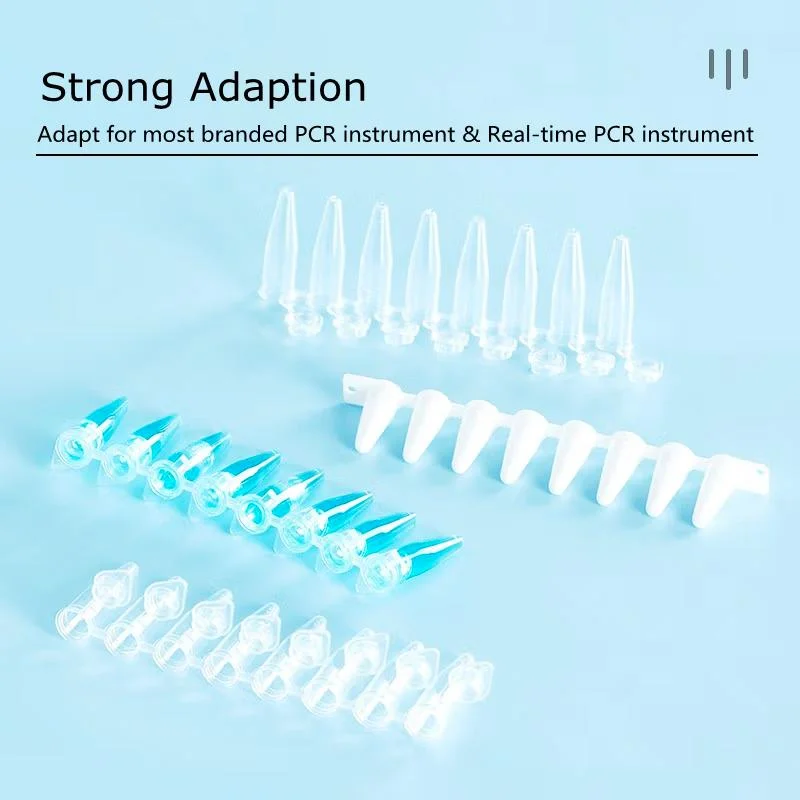 Bkmam Brand 8 Strip PCR Tubes 0.1ml 0.2ml Single PCR Tube with Flat Cap for High School Lab Use